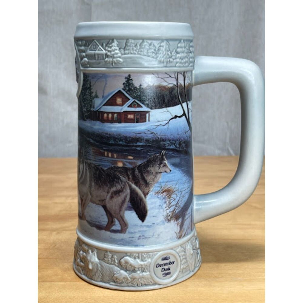 1999 Miller Brewing Co Holiday Stein December Dusk Eric Bryant Wolves